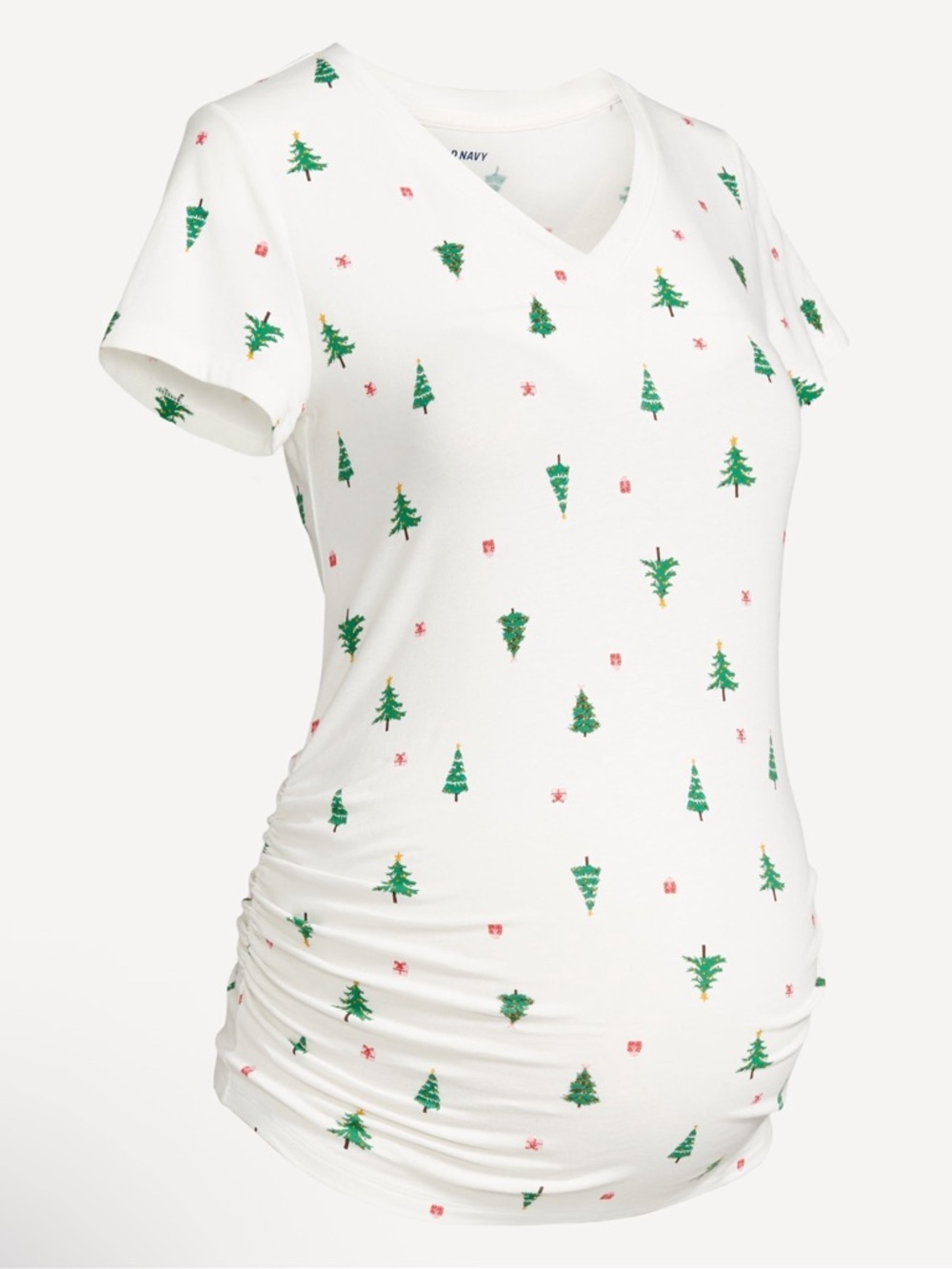 Old Navy Maternity EveryWear V-Neck T-Shirt, Christmas Tree Print, NWT
